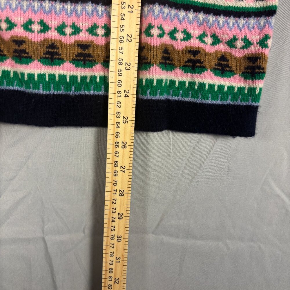 J.Crew Fair Isle Mock Neck Sweater Womens L Pink Green Wool Blend Cottage Preppy - Picture 7 of 8